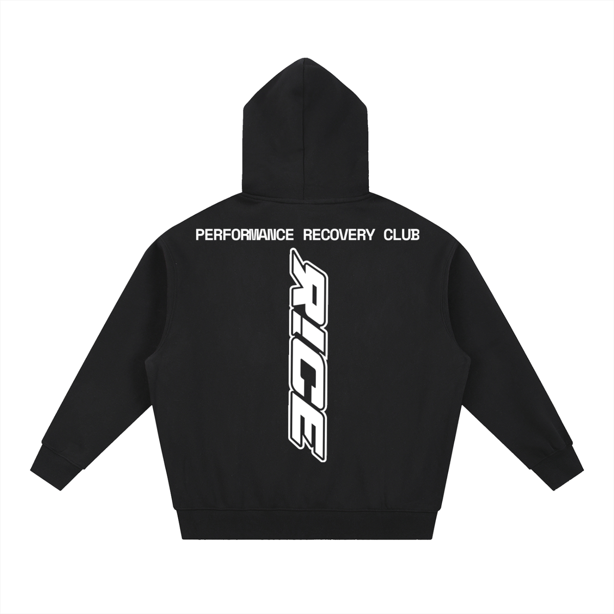 R!CE - Essential Oversized Boxy Fit Fleece Hoodie (BLACK/WHITE)
